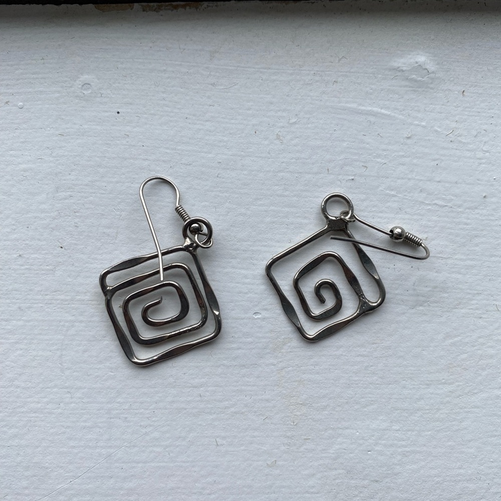Silver Spiral Earrings
